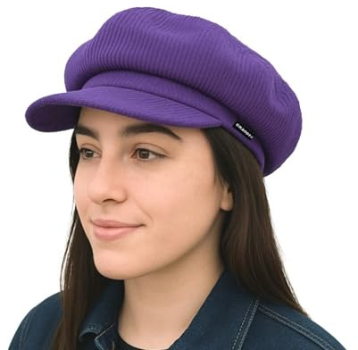 CRAGGI Baker Boy Hut Newsboy Cap Cord Lila Damen Mütze, violett, Einheitsgröße