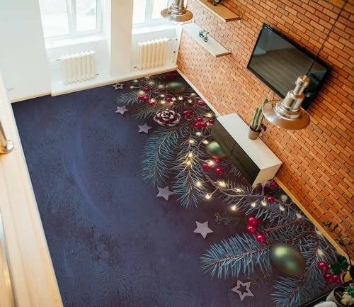 Benutzerdefinierte Boden Wasserdichte Stereo-Aufkleber 3D-Weihnachten, 250 x 175 cm 3D-Bodenfliesen Aufkleber Bodenbelag Tapete Wandbild PVC Wasserdicht selbstklebende Tapete Wohnkultur