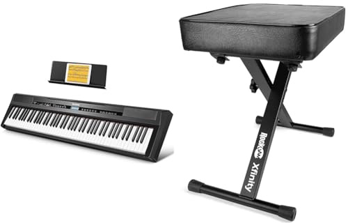 Donner E Piano Digitalpiano 88 Tasten & RockJam Premium Adjustable Padded Keyboard Bench or Digital Piano Stool, Regulär