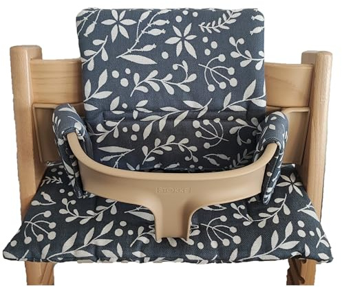 Kadem® Sitzkissen 100% Bio Baumwolle | Classic Kissen Sitzbezug Hochstuhlauflage | 2-teilig passend für Stokke Tripp Trapp Kinderhochstuhl | maschinenwaschbar einfache schnelle Befestigung | Lunaria