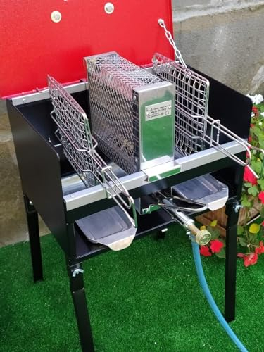 MOD. BRASÈIRO MINI, BRACIER A GAZ GPL pour barbecue à cuisson verticale mod. Pic-nik, en acier inoxydable, rapidité d'allumage et arrêt, idéal pour viande, poisson, légumes, fruits