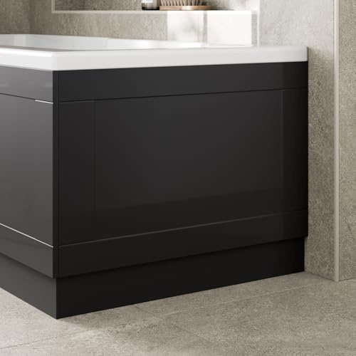 Affine® Traditional 700 End Panel MDF Bath Panel 15mm, Wooden Panels for Bathroom Baths Soaking Tubs, Adjustable Plinth, Easy to Cut, Black Gloss