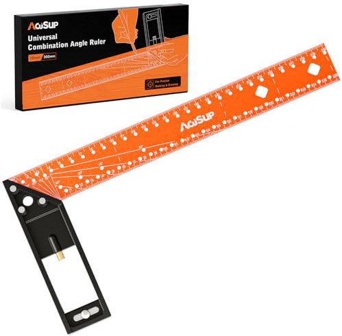 AojSup Anschlagwinkel, 12 Inch/300 mm Präziser Universal Kombiwinkel aus Metall mit Linealanschlag, Kombinationswinkel zum präzisen Anreißen & Zeichnen mit Multiwinkel Anschlaglineal Winkelmesser
