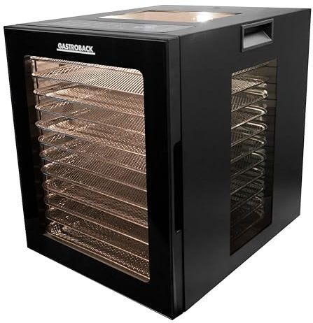 GASTROBACK #46605 Design Dörrautomat Vision Pro, mit großen Panoramafenstern, modernes Edelstahl-Design, 10 Programme, 12 Etagen, 850 Watt, Schwarz