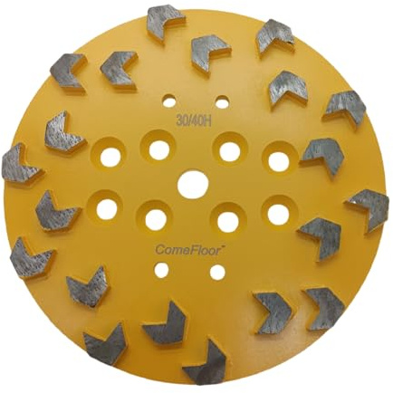 10 Inch Concrete Grinding Disc for Concrete Floor, 20 Arrow Segments Diamond Metal Grinding Plate Compatible for Edco Husqvarna Blastrac MK Grinders, 30/40 Grit Hard Bond