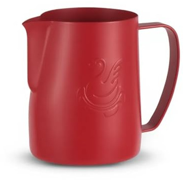 Milk Frothing Pitcher 480ml - Espresso Steaming Pitcher Steel Milk Frothing Pitcher Cappuccino Latte Art Coffee Machine Accessories Milk Jug Milk Frother Cup (Bright Red)
