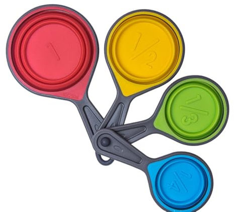 JIIJCAAC Measuring Spoon Set, 4 Spoons for Measuring Food,Measuring Cups for Baking,Silicone Foldable Kitchen Set,Used for Baking, Cooking, and Kitchen (4)