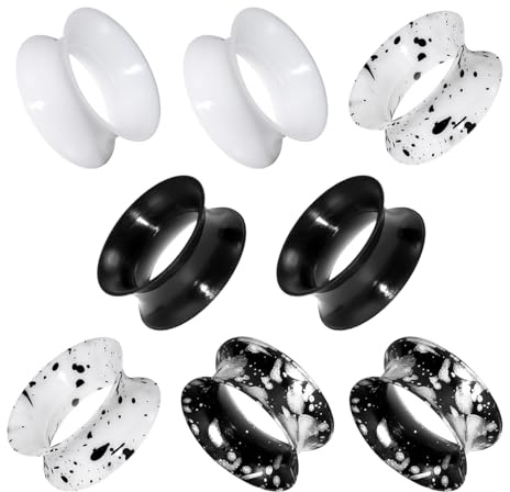 XIMAX 8PCS Ear Gauges Ultra Thin Silicone Flexible Ear Tunnels 6g-1 Plugs Soft Silicone Double Flared Flesh Stretchers Expander Ear Gauges Tunnels Piercing Jewelry for Women Men