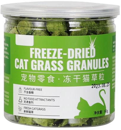 BOGEEL Catnips Gras-Snack für Katze, Kätzchen, Entfernungs-Leckerlis, gefriergetrockneter Snack, Katzen-Leckerlis