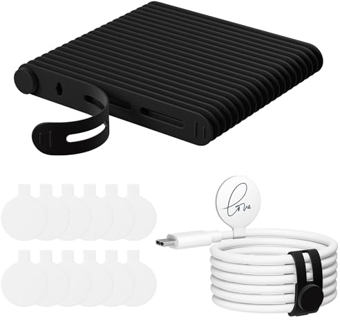 20 Stück Silikon Kabelbinder Wiederverwendbar Mit 12 Stk Beschriftungsfeld | Kabelbinder mit Kabeletiketten für Kabelmanagement Kabelsortierer Kable Organizer Handy Kabel Aufbewahrung（8cm,Schwarz）