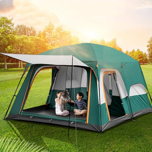 Großes Familien-Campingzelt für 8 12 Personen mit 2 Zimmern, wasserdicht, sofortiger Unterschlupf mit Regenschutz & Tragetasche für Rucksackreisen, Wandern und Reisen mit dem Auto