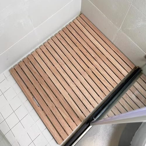 Alfombrilla de baño de bambú personalizada para spa, sauna, jacuzzi, piscina, antideslizante, de madera, con aislamiento de agua y frío, rectangular, 110 x 70 cm