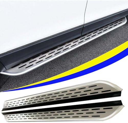 2 estribos laterales para VW Volkswagen Touareg 2011-2018, estribo lateral de aluminio con pedal, color plateado (con soportes)