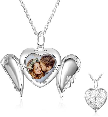 IKOPFLN Foto Bilder Halskette Öffnen Medaillon Halskette Edelstahl Blumen Muster Anhänger Amulett für Mutter Freundinnen Mädchen Geburtstags Geschenk Souvenir