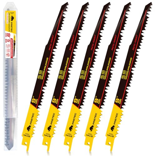 9 Inch Wood Pruning Reciprocating Saw Blades for Tree Trimming, 5 PCS/5TPI