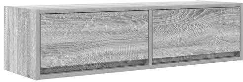 vidaXL Wandmontierter TV Schrank Grau Sonoma 100 x 31 x 25,5 cm Spanplatte mit 2 Schubladen für den Innenbereich. Aufbewahrungseinheit für Unterhaltung im Wohnzimmer, modernes Regalsystem