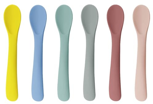 SSKHE Baby Löffel Set, 6 Stück, weiche Spitze für sanfte Einführung in die Babynahrung, flexibel und beißfest, ideal für Selbstfütterung und Beikosteinführung