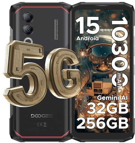 DOOGEE Blade 20 Turbo Rugged Smartphone 5G, 6,6 32GB + 256GB/TF 2TB Smartphone, 10300mAh/33W, Dimensity 7050 Telefono Indistruttibile, Android 15 Celluare Antiurto,50MP/5G Dual SIM/IP68/OTG/Face ID