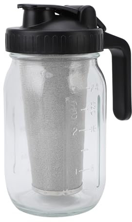 ZLXHDL Mason Jar Cold Brew Coffee Maker 1000ml 2000ml Glass Pitcher With Stainless Steel Filter Spout Lid And Handle For Iced Coffee Tea And Infused Drinks Black (1000ml)