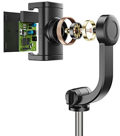 Rankomu APL-D6 Stabilizzatore Gimbal palmare a 4 sezioni, bastone per selfie con funzioni treppiede, rotazione flessibile a 360°, telecomando per smartphone Vlogging e selfie