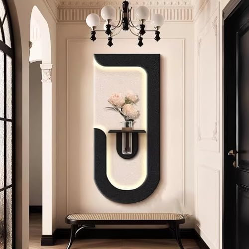 KEJIAWU Sandstein-Wandleuchten-Malerei, Dekoratives Gemälde for Eingangshalle, Wandaufhängung Pflanzenvermehrungsstation for Eingänge, Wohnzimmer und Flure(Black,53in/135cm)