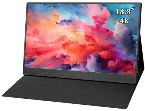 4K Portable Monitor 13.3-Inch,Small HDMI Monitor, Built-in Speaker USB-C HDMI DP Port, Suitable for Laptops, Phone, PS5/4 Switches, Travel Monitors