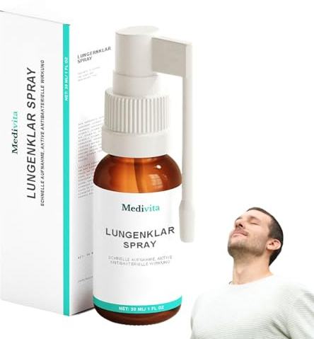 Medivita Lungenklar Spray, Natürlich Lungen- und Atemwege Reinigungsspray, Medivita Lungenspray, Herbal Lung Cleansing Spray, Kräuterlungenreinigungs und Reparaturspray (1 Stück）