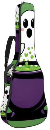 KengjuTesu 43 Zoll Akustikgitarre Softcase mit Rucksackgurt und 2 Taschen Ghost Potion, keine Polsterung Rucksack Wasserdicht Oxford Tuch Bassgitarre Gigbag für Konzertgitarre, Mehrfarbig 1