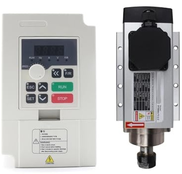 TIEOAXFT 2.2KW ER20 CNC Air Cooled Spindle Motor Square For Woodworking Router Engraving Milling Machine(Spindle and mini VFD,220/V)