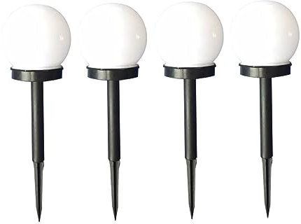NULYLU 4 Pezzi Solare Giardino Sfera Bianca da Illuminazione Esterna per Patios e Accensione Automatica