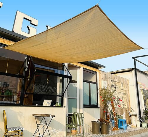 KSQP Rete Ombreggiante 6x6 4x10 Vela Ombreggiante Rettangolare Telo Ombreggiante Teli Ombreggianti Pergola 90% Ombreggiatura Resistente UV Traspirante Raffreddamento Reti Giardino,beige-5x8m