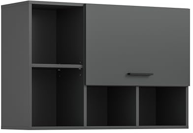 xonox.home – Armadio sospeso Free 95 x 64 x 34 cm in antracite – Armadio da parete per bagno, cucina o ripostiglio – Mobile superiore compatto con spazio di archiviazione, moderno e facile da pulire