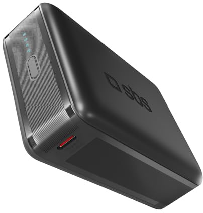 SBS NanoTube PowerBank HD, 20000mAh, 65W Power Delivery, AFC, PowerBank avec Recharge Rapide, Technologie Haute Densité, USB-C, Chargeur Portable de Voyage, Design Compact, Noir