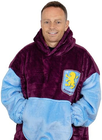 The Gift Scholars Aston Villa FC Officially Licensed Youth Oversized Sherpa Fleece Hoodie – Ultra-Soft, Cozy Wearable for Kids and Boys