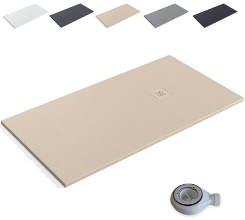 Plato de Ducha de Resina Extraplano Antideslizante | Valvula y Rejilla Beige | Beige | 70 X 90