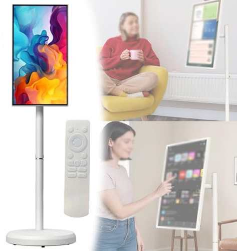 Quixnova Televisor portátil de 21,5 Pulgadas con Pantalla táctil giratoria, sist-ema operativo Android 13, CPU de 8 núcleos, Smart TV con Ruedas, batería integrada y Control Remoto. 4GB+64GB