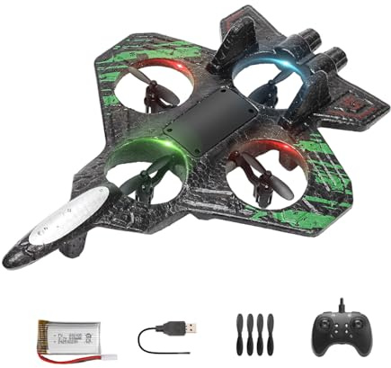 Ferngesteuertes Flugzeug, 2,4 GHz, ferngesteuertes Jagdflugzeug, mit LED, Quadrocopter, Gravitationsempfindlichkeit, fliegendes Segelflugzeug, Spielzeug für Kinder, Anfänger & Erwachsene, Weihnachten