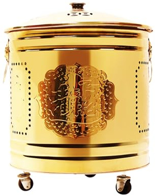 Brasero extérieur de jardin, foyer extérieur, avec trépied et revêtement intérieur, pour bois, jardin, patio arrière (doré, 39 cm/15)