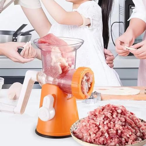 SustVita tritacarne manuale con parti rimovibili per uso domestico in, facile pulizia, tritacarne a manovella con insaccatrice per salsicce e 2 piastre in acciaio inossidabile