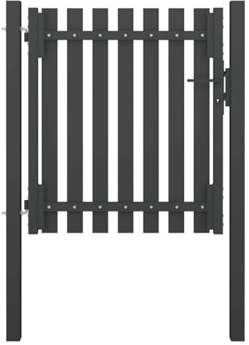 Porte d'entrée double - Portail de jardin en acier - 1 x 1,25 m - Anthracite - Pour jardin, terrasse