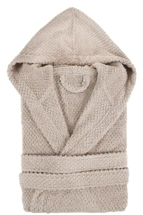 TRAMAS+ Albornoz de Baño Unisex 100% Algodón 450 GR con Capucha Dos Bolsillos y Cinturón Ajustable Alta Absorción Secado Rápido Certificado OEKO TEX - M, Gris Claro