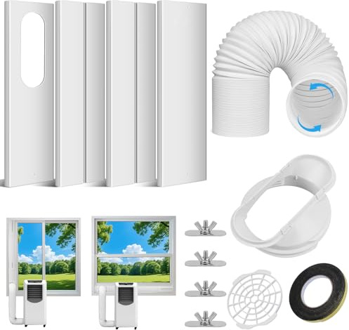 Portable Air Conditioner Window Vent Kit: Qoosea Adjustable AC Window Seal Kit with 5.1 & 5.9 Inch Exhaust Hose Sliding Window Upgraded Adjustable AC Vent Kit for Sliding Horizontal & Vertical Windows