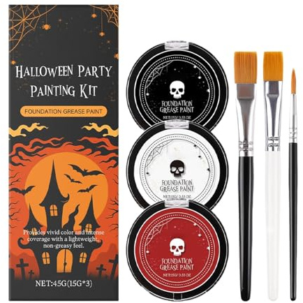 Peinture Visage Halloween Base Blanche Peinture Corporelle Noire Rouge Avec | fête costumée Pour Adultes Cosplayers Maison Hantée Carnaval Fête À Thème Scène Performance Mascarade