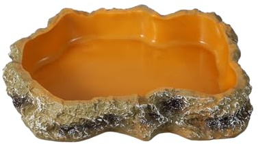 QUARKZMAN Cuenco De Comida para Reptiles 8.7 Pulgadas Naranja Diseñado | Plato De Alimentación Para Reptiles, Cuenco De Esquina De Agua De Resina, Plato De Alimentación De Gusanos
