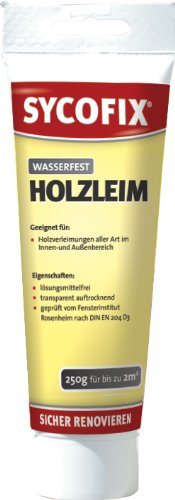Sycofix Holzleim D3 Tube 250g, für innen und außen, transparent auftrocknend, wasserfest nach DIN EN 204 D3, klebt kraftvoll und sicher, für alle handelsüblichen Holzarten, Kunstharzleim