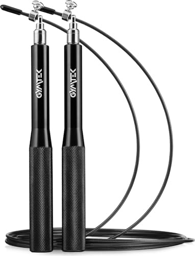 Gymtek Speed Springseil Erwachsene Fitness, Jump Rope für Boxing, Crossfit und Fitness Training, Speed Rope Professionelles für Sportler mit Einstellbarer Länge (Stahlgriffe)
