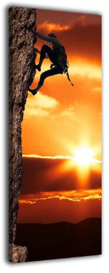 wandmotiv24 Leinwandbild Panorama Nr. 6 Bergsteiger 100x40cm, Keilrahmenbild, Bild auf Leinwand, Bouldern, Klettern, Sport