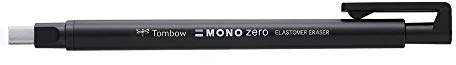 Tombow Mono Zero Eraser Set mit 3 Bleistiften mit Radierer, nachfüllbar, schwarz