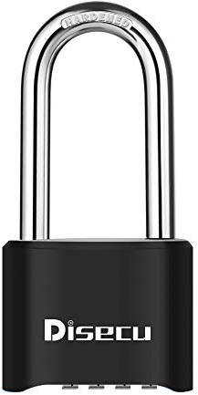 1 Pack disecu Heavy Duty 4 Digit Combination Lock, 2.5 Inch Long Shackle Outdoor Waterproof Padlock for School Gym Locker, Storage Unit, Fence, Gate, Toolbox (Black)