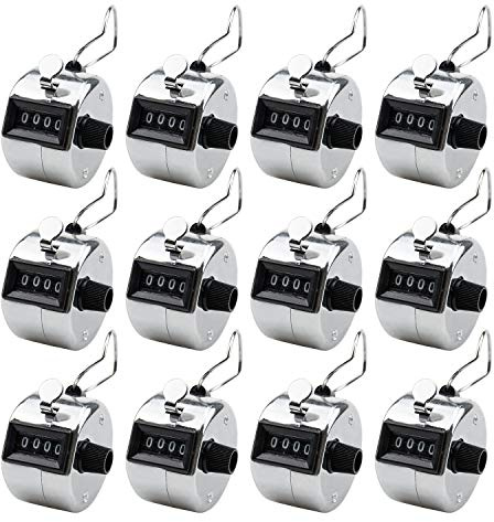 Foraineam 12 Pack Hand Tally Counters Digital Lap Counter Clicker Handheld 4 Digit Mechanical Number Click Counter